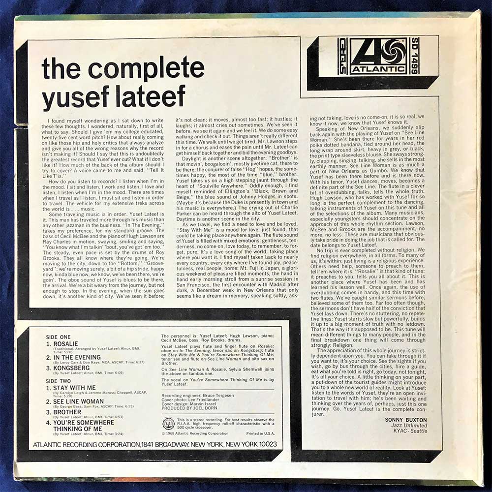 The Complete Yusef Lateef, Yusef Lateef, Atlantic – SD 1499, LP, Album, Stereo, US, 1968, Jazz, Vintage Vinyl - Image 2