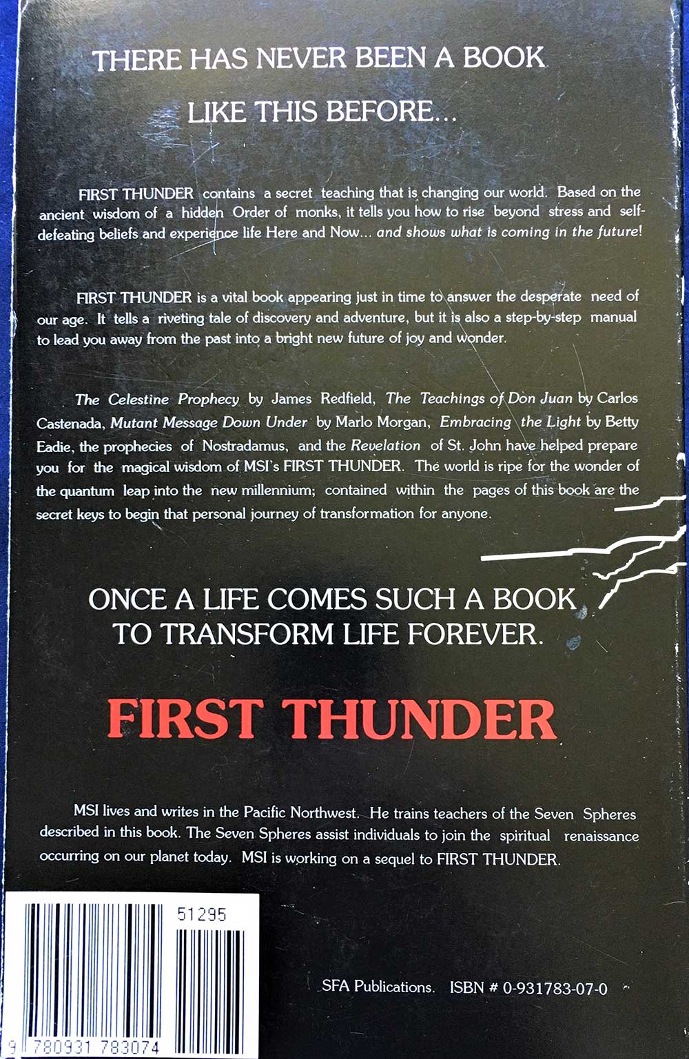First Thunder, An Adventure of Discovery, 1995, MSI, SFA Publications, First Edition, Softcover, spiritual quest - Image 2