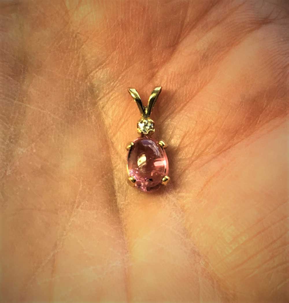 Pink Spinel 14k Yellow Gold Pendant 8x6mm Oval Gemstone