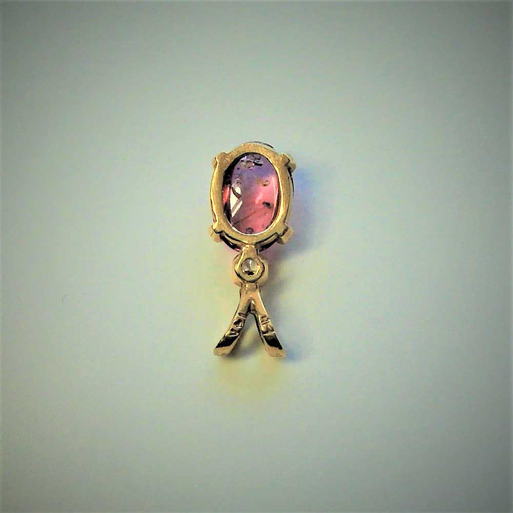 Pink Spinel 14k Yellow Gold Pendant 8x6mm Oval Gemstone with 2mm CZ accent Jewelry Hand-Made, August Birthstone - Image 5