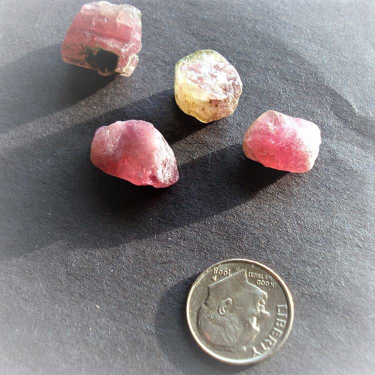Tourmaline Crystals, 4 Pink Red Pieces, Afghanistan 1980's 58cts, 13mm to 18mm long, Watermelon - Image 2