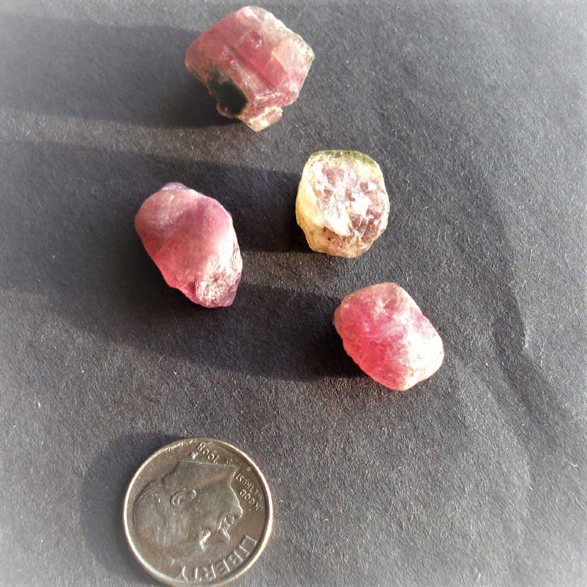 Tourmaline Crystals, 4 Pink Red Pieces, Afghanistan 1980's 58cts, 13mm to 18mm long, Watermelon - Image 4