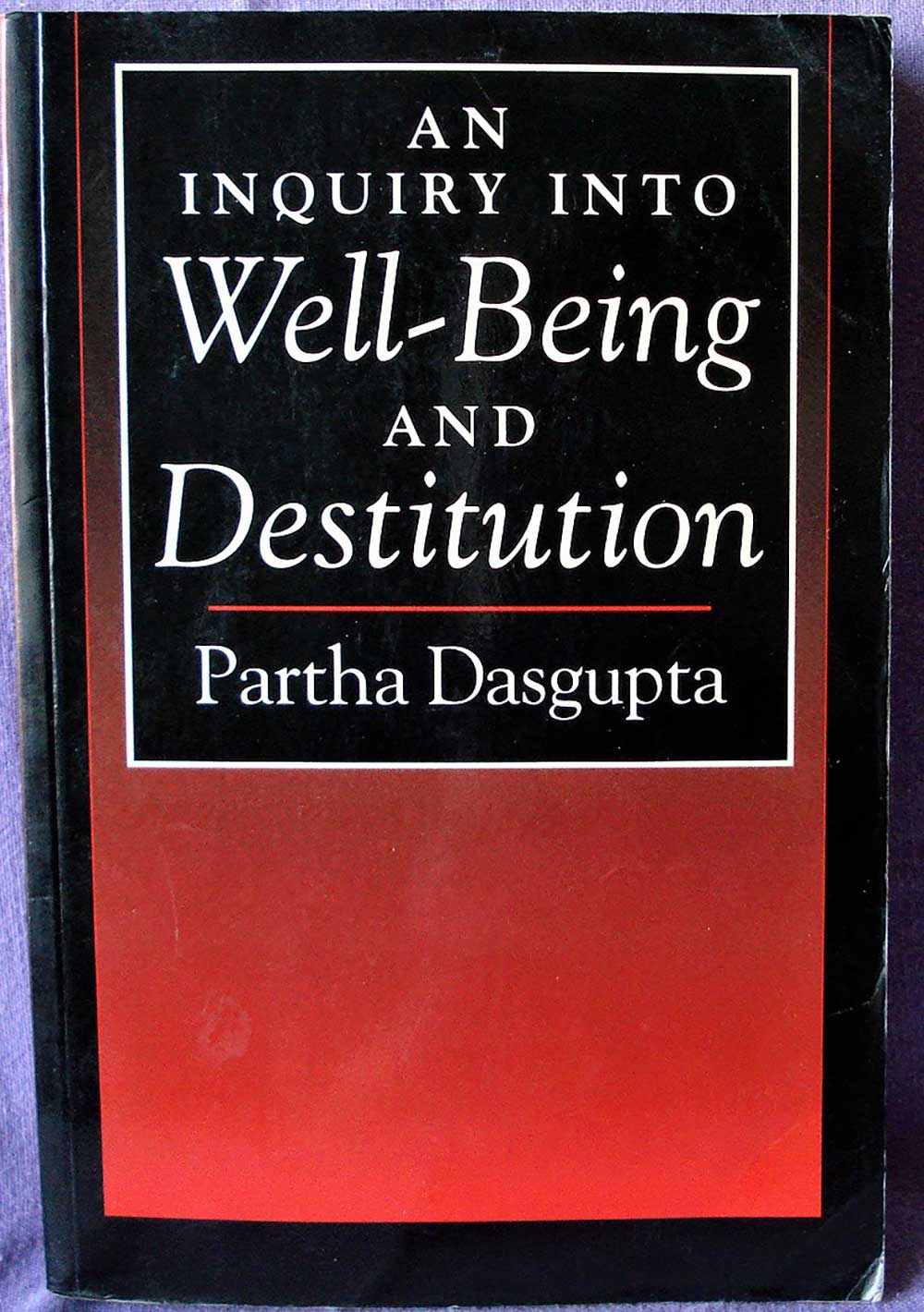An Inquiry into Well-Being and Destitution; Partha Dasgupta; Clarendon; analytical/empirical economics public policy sociology political science