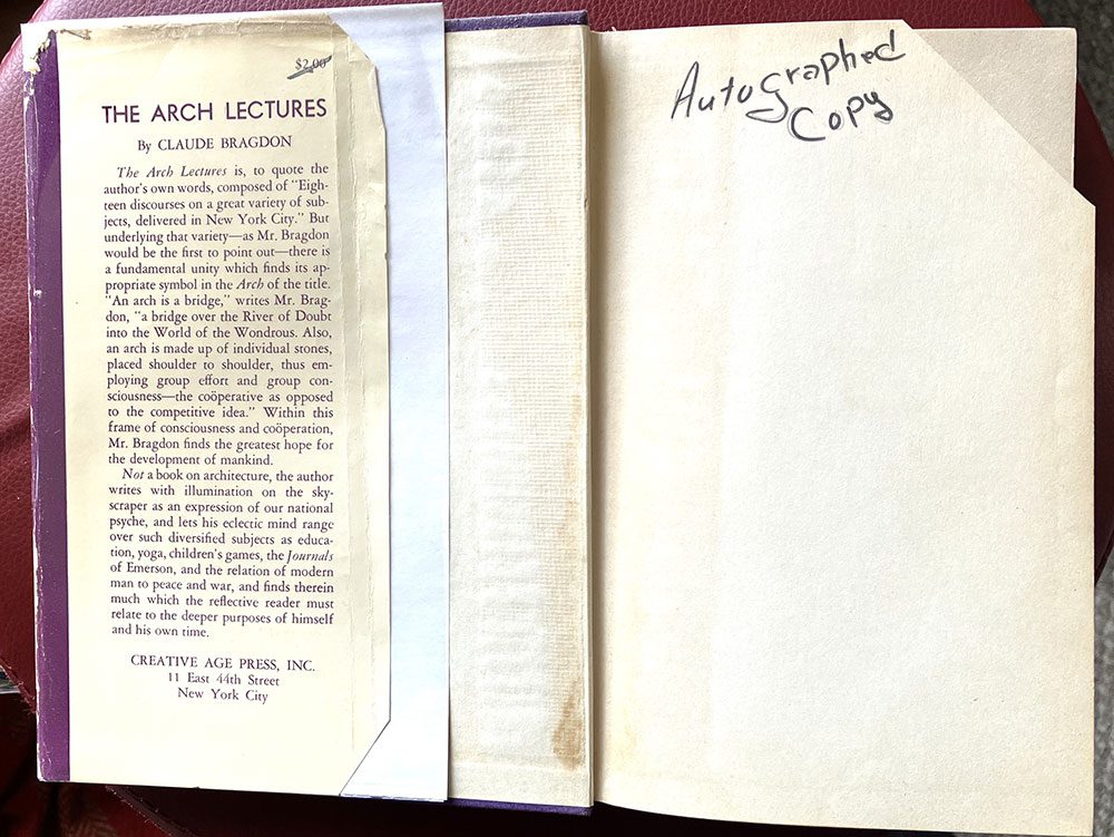 The Arch Lectures, Claude Bragdon, Signed First Edition, 1942 - Image 3
