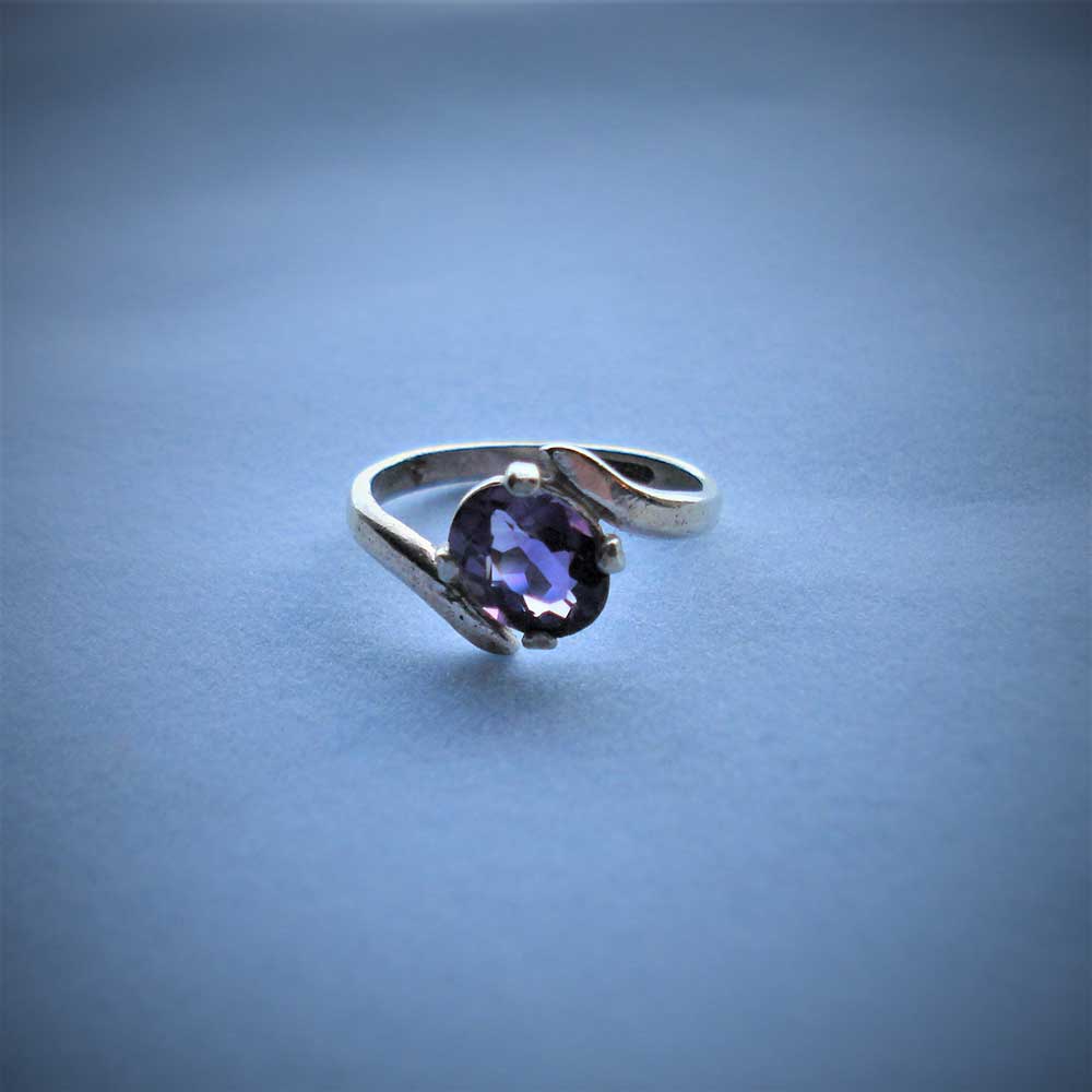 Amethyst Oval Sterling Silver Ring Size 4.75 Faceted 8x6mm Vintage Purple Gemstone Jewelry hand made February Birthstone