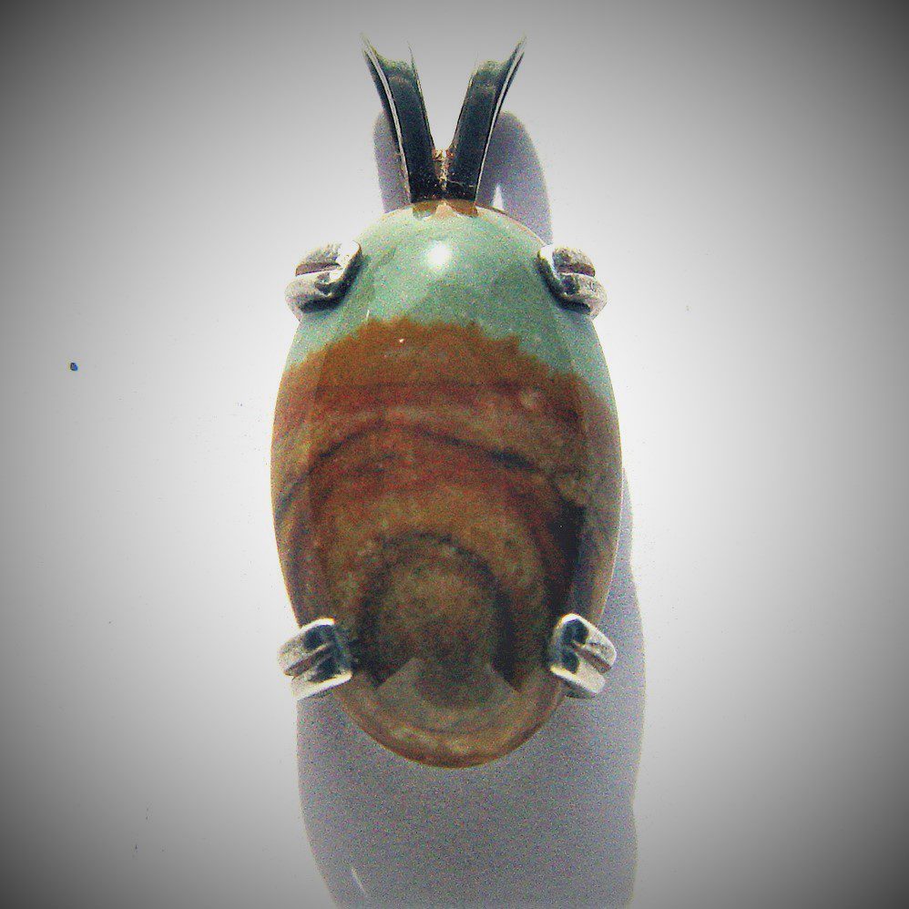 Owyhee Picture Jasper Silver Pendant 20x12mm vintage jewelry hand-made