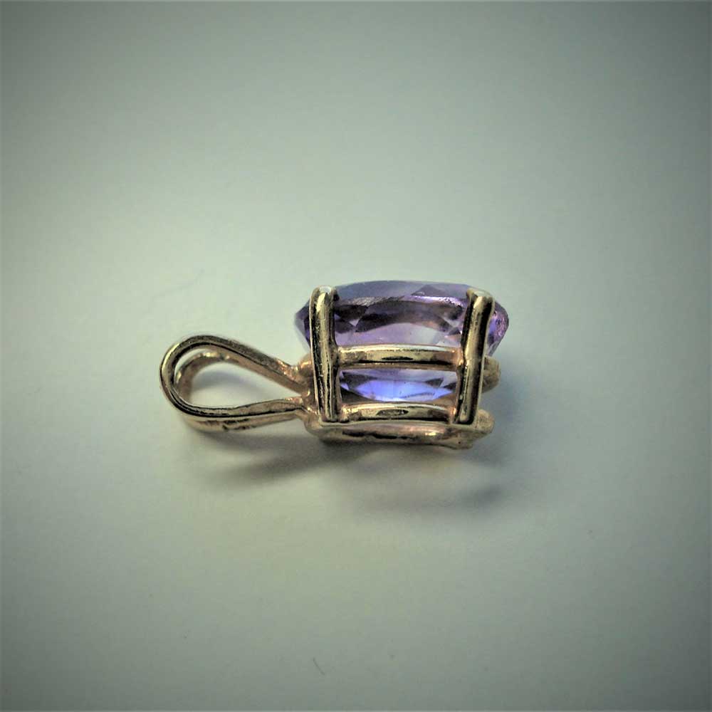 Amethyst Gemstone 9x7mm,14K Yellow Gold Pendant Faceted Purple Jewelry Hand-Made February Birthstone - Image 2