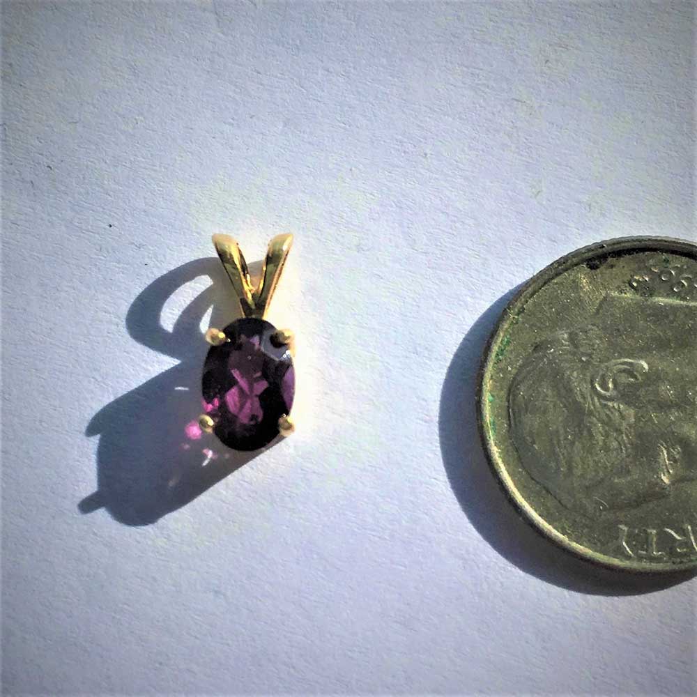 Amethyst 14K Yellow Gold Pendant 7x5mm Oval Deep Purple Natural Gemstone, Ceara, Brazil, Jewelry Hand-Made, February Birthstone - Image 2