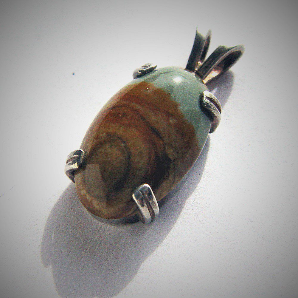 Owyhee Picture Jasper Silver Pendant 20x12mm vintage jewelry hand-made - Image 4