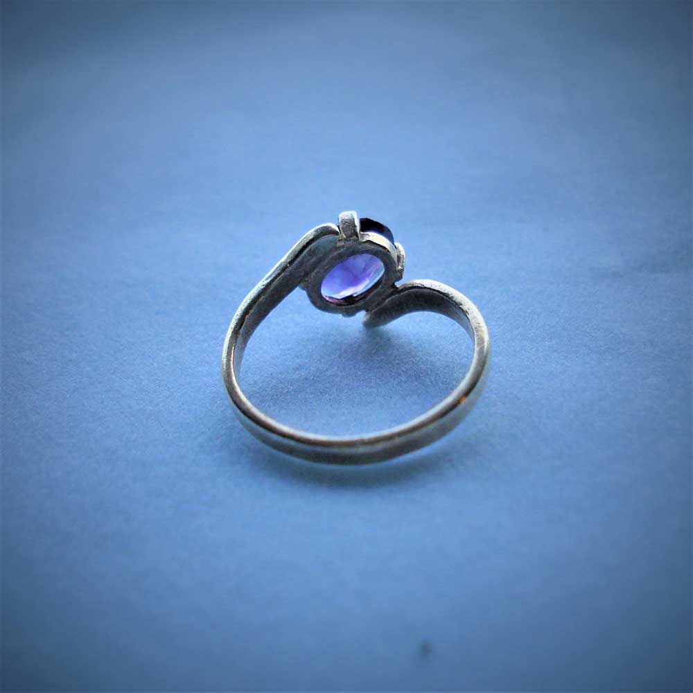 Amethyst Oval Sterling Silver Ring Size 4.75 Faceted 8x6mm Vintage Purple Gemstone Jewelry hand made February Birthstone - Image 6