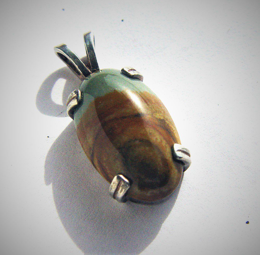 Owyhee Picture Jasper Silver Pendant 20x12mm vintage jewelry hand-made - Image 3