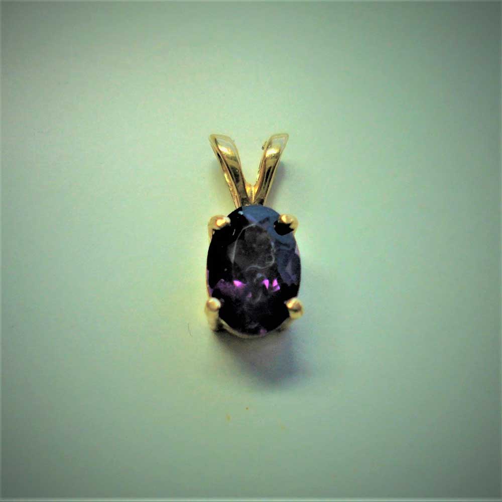 Amethyst 14K Yellow Gold Pendant 7x5mm Oval Deep Purple Natural Gemstone, Ceara, Brazil, Jewelry Hand-Made, February Birthstone - Image 5
