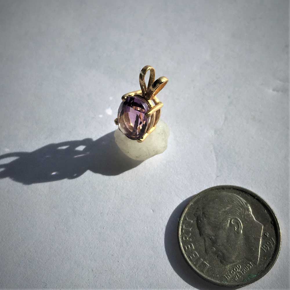Amethyst Gemstone 9x7mm,14K Yellow Gold Pendant Faceted Purple Jewelry Hand-Made February Birthstone - Image 4