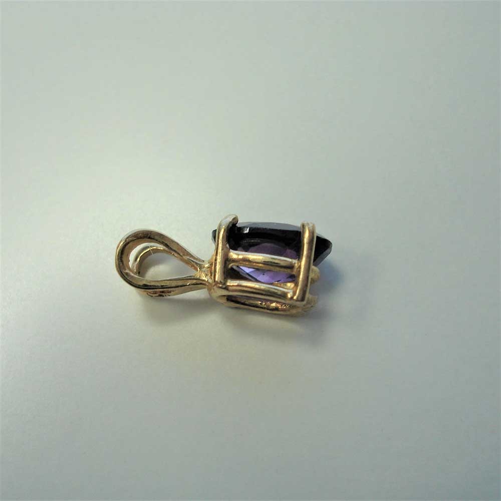 Amethyst 14K Yellow Gold Pendant 7x5mm Oval Deep Purple Natural Gemstone, Ceara, Brazil, Jewelry Hand-Made, February Birthstone - Image 4