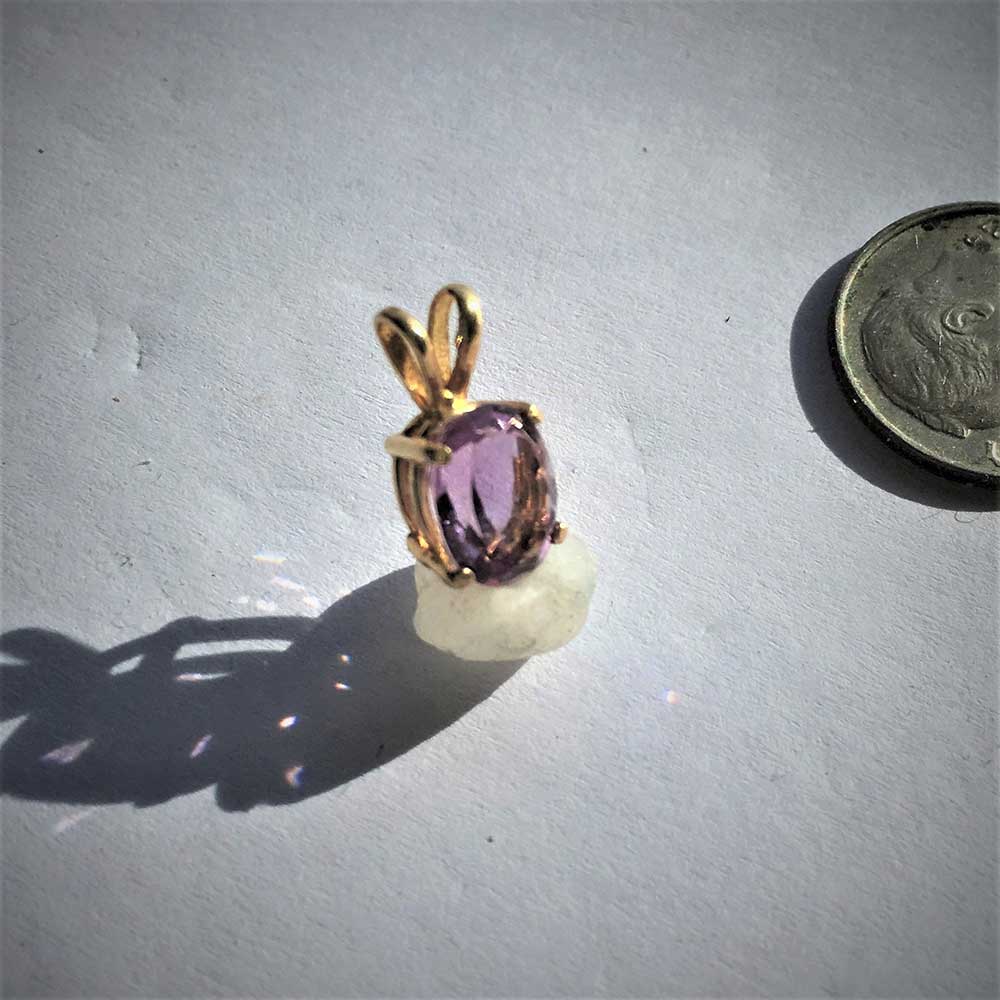 Amethyst Gemstone 9x7mm,14K Yellow Gold Pendant Faceted Purple Jewelry Hand-Made February Birthstone - Image 3