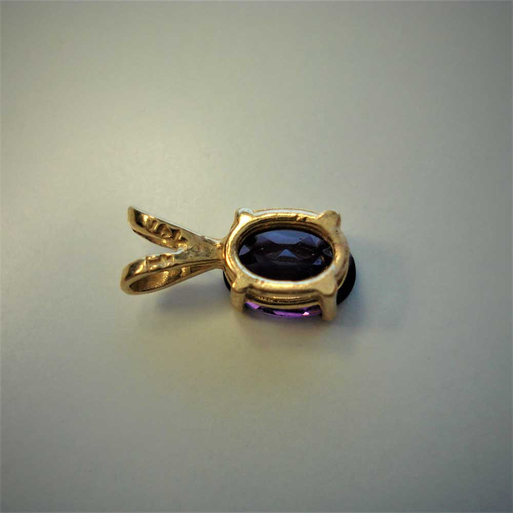 Amethyst 14K Yellow Gold Pendant 7x5mm Oval Deep Purple Natural Gemstone, Ceara, Brazil, Jewelry Hand-Made, February Birthstone - Image 3