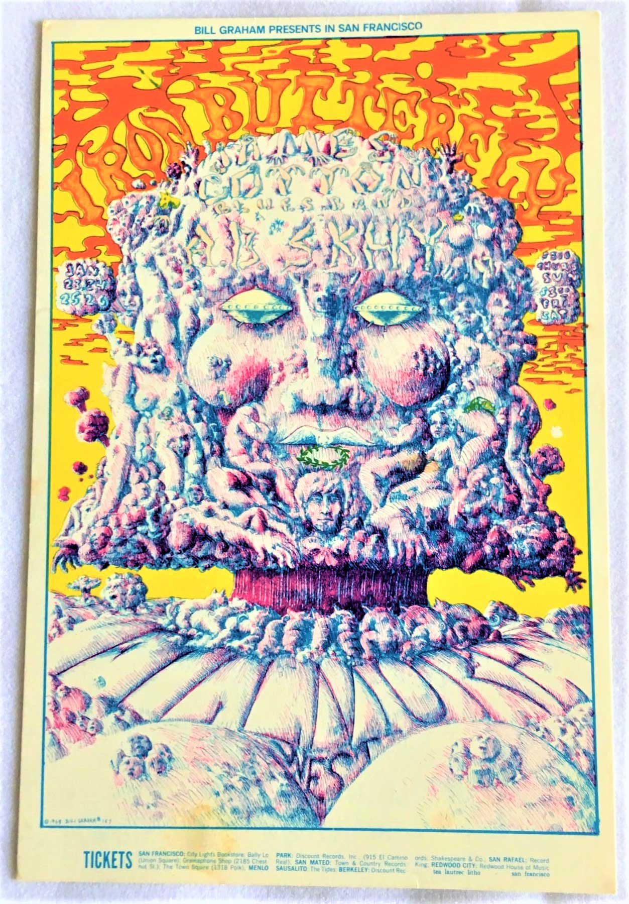 Iron Butterfly, James Cotton, Concert Show-Back Handbill, BG157-PC, 1969