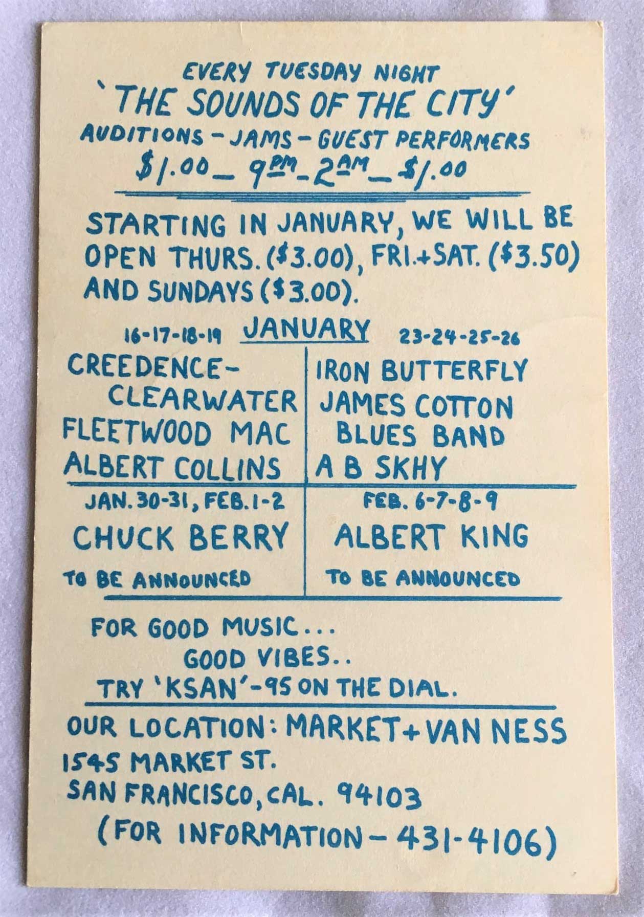 Iron Butterfly, James Cotton, Concert Show-Back Handbill, BG157-PC, 1969 - Image 2