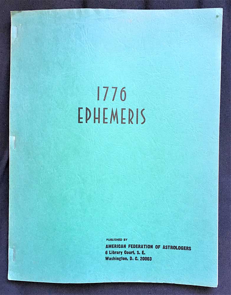 1776 Ephemeris Ernest A Grant Astrology AFA 1944; RARE