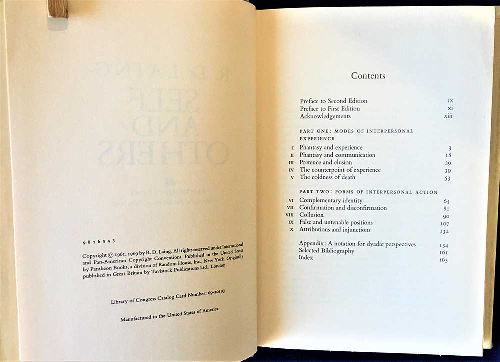 Self and Others, R. D. LAING, Pantheon Books, 2nd Edition, 1969, Hardcover - Image 2