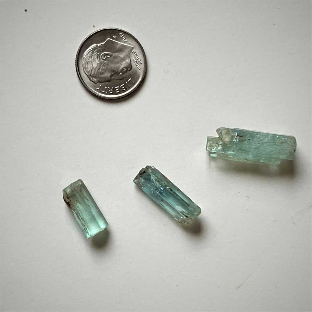 Aquamarine Crystals, 3 Pieces Nigerian 1980's, 20.85cts, 14,18,22mm long - Image 2