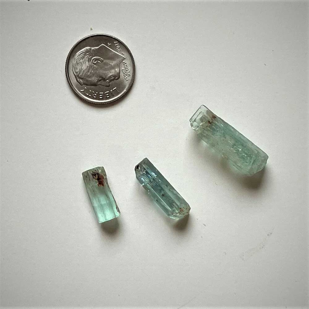 Aquamarine Crystals, 3 Pieces Nigerian 1980's, 20.85cts, 14,18,22mm long - Image 6