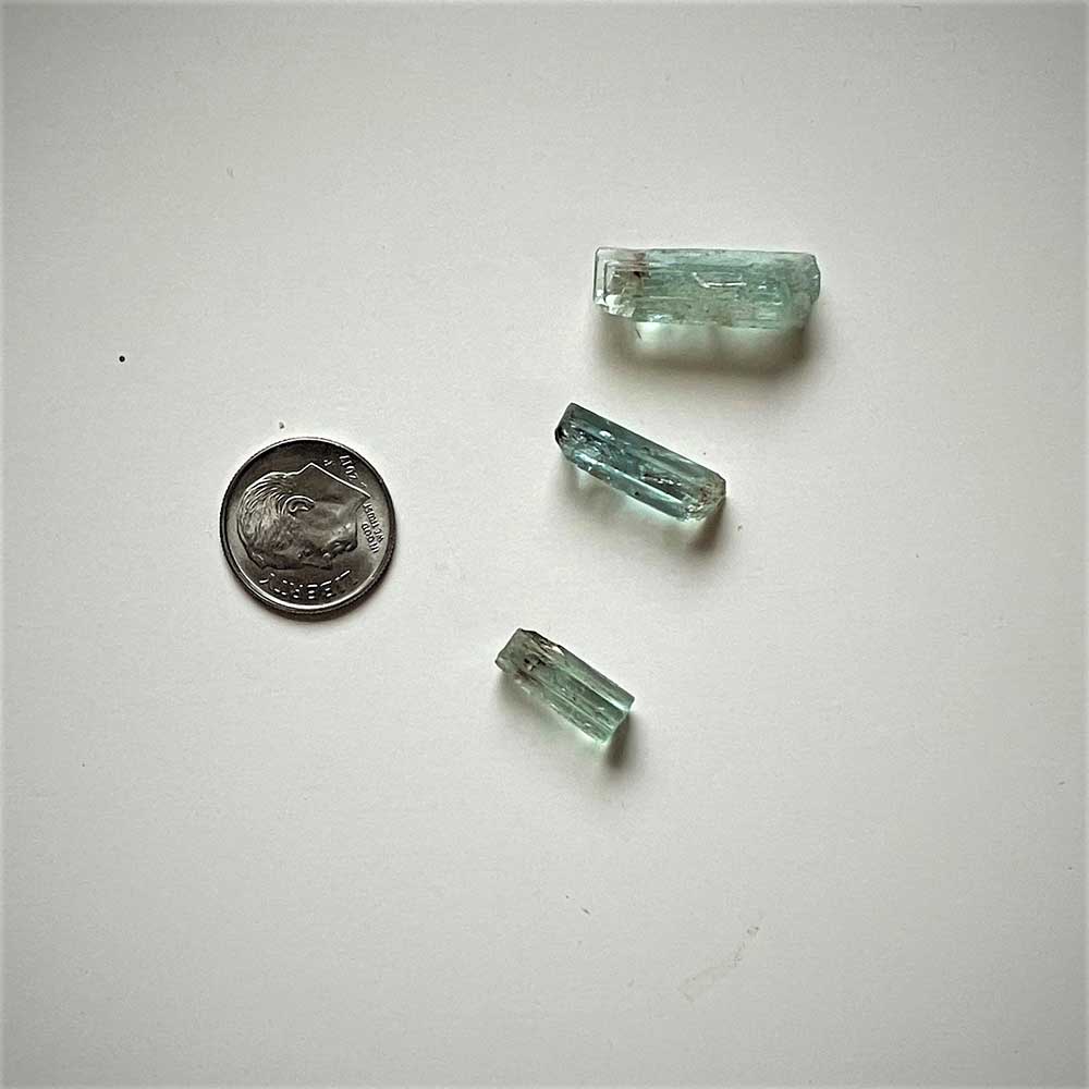 Aquamarine Crystals, 3 Pieces Nigerian 1980's, 20.85cts, 14,18,22mm long - Image 4