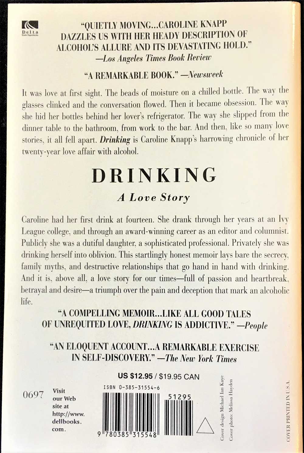 Drinking: A Love Story, Caroline Knapp, Dial Press, 1997, Softcover, Memoir, Alcohol, Addiction - Image 2