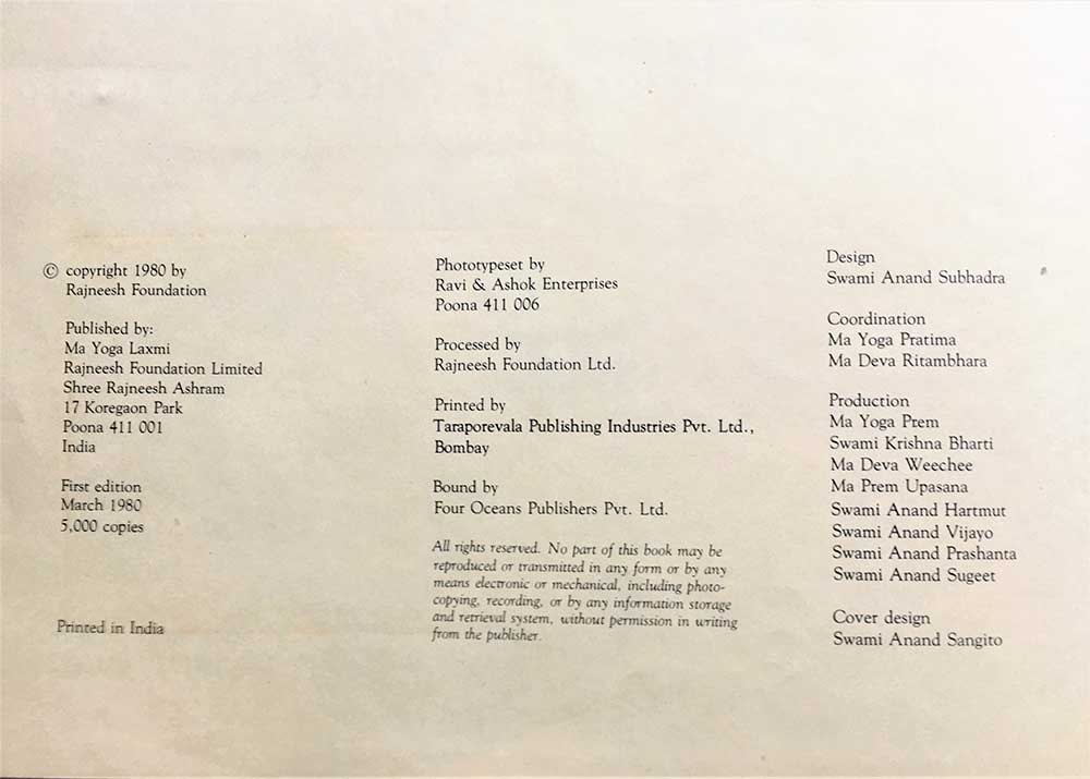 The Further Shore: A Darshan Diary, Bhagwan Shree Rajneesh, Rajneesh Foundation, Poona India, First Edition of 5000 copies, 1980, Hardcover - Image 5