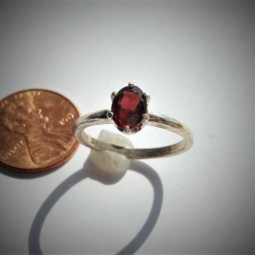 Garnet Sterling Silver Ring Size 6.75 Faceted 7x5mm Oval Vintage Red Gemstone Jewelry hand made January Birthstone - Image 3