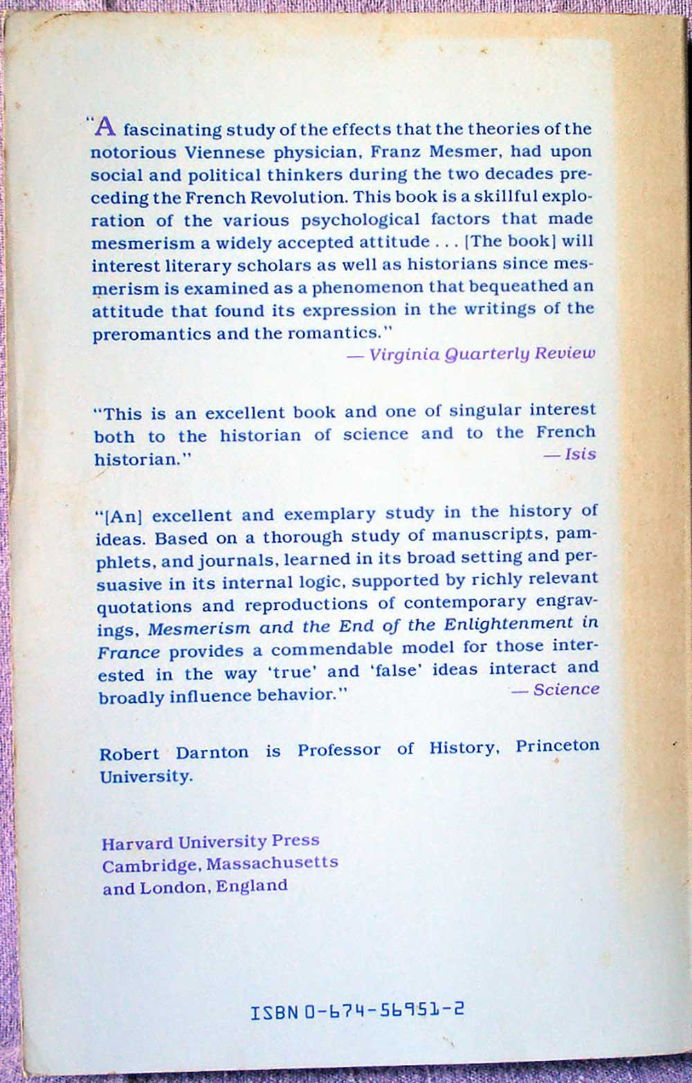 Mesmerism and the End of the Enlightenment in France'; Robert Darnton; Harvard University Press; 1968; History Psychology Hypnotism Academic - Image 2