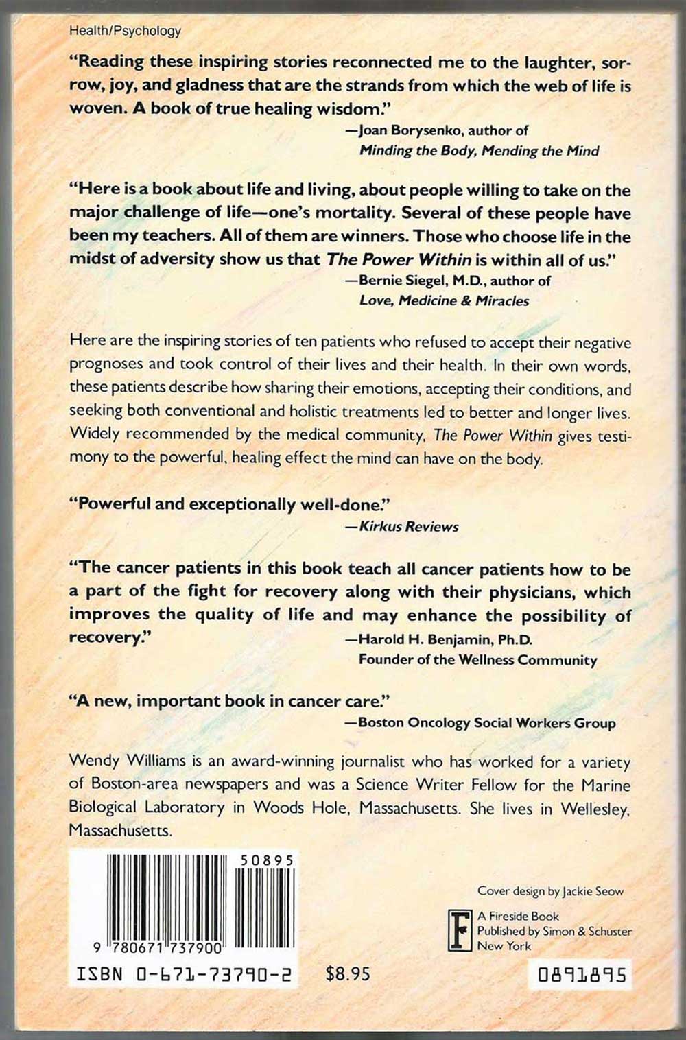 The Power Within: True Stories of Exceptional Patients Who Fought Back With Hope; Wendy Williams; Fireside Books, 1991; Cancer Medical - Image 2