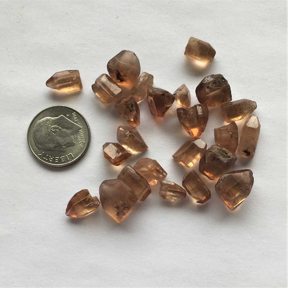 Topaz Crystals 24 Natural Brown Champagne Peach Brazil Vintage Metaphysical Gemstones Wire Wrap Mineral Raw Terminated