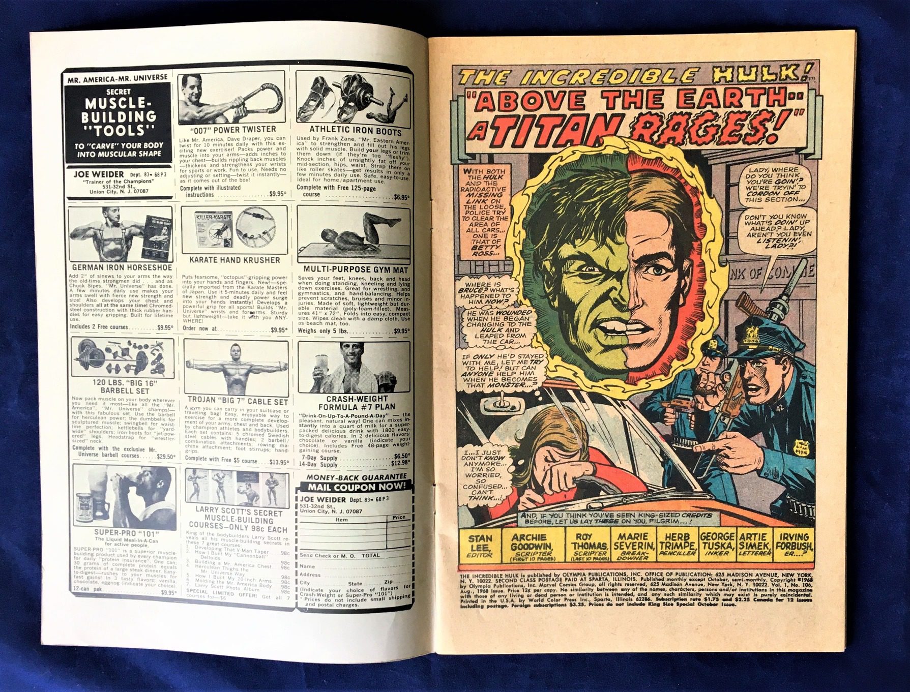 The Incredible Hulk #106 Marvel August, 1968 12 cents - Above the Earth—A Titan Rages! Silver Age Marvel Comic - Image 3