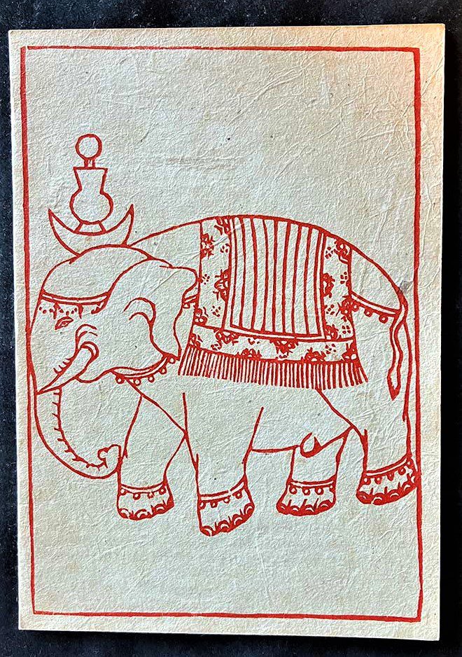 Vintage Tibetan Hand Made Paper Notecards w/ envelopes Block Prints Daphne Bark Cards Garuda Nepalese - Image 4
