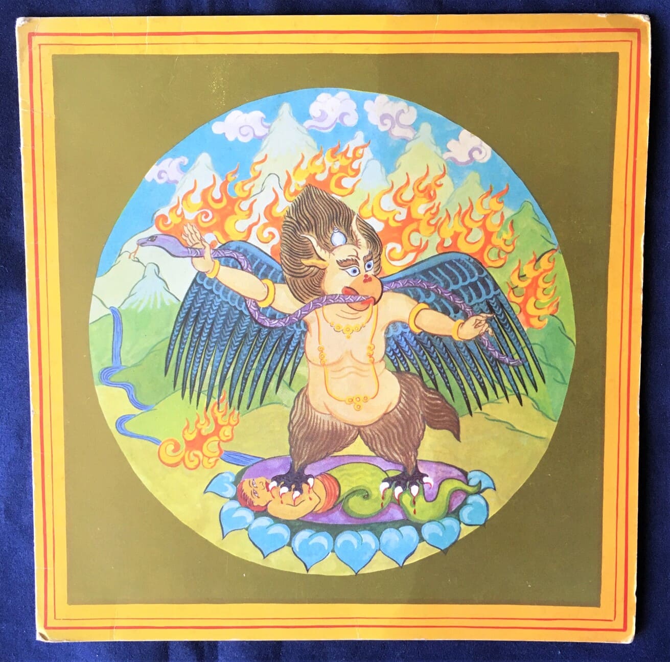 "Tibeti Cards" Notecard "Garuda" Peter Douglas 1974 (opens to blank) Retro Graphic