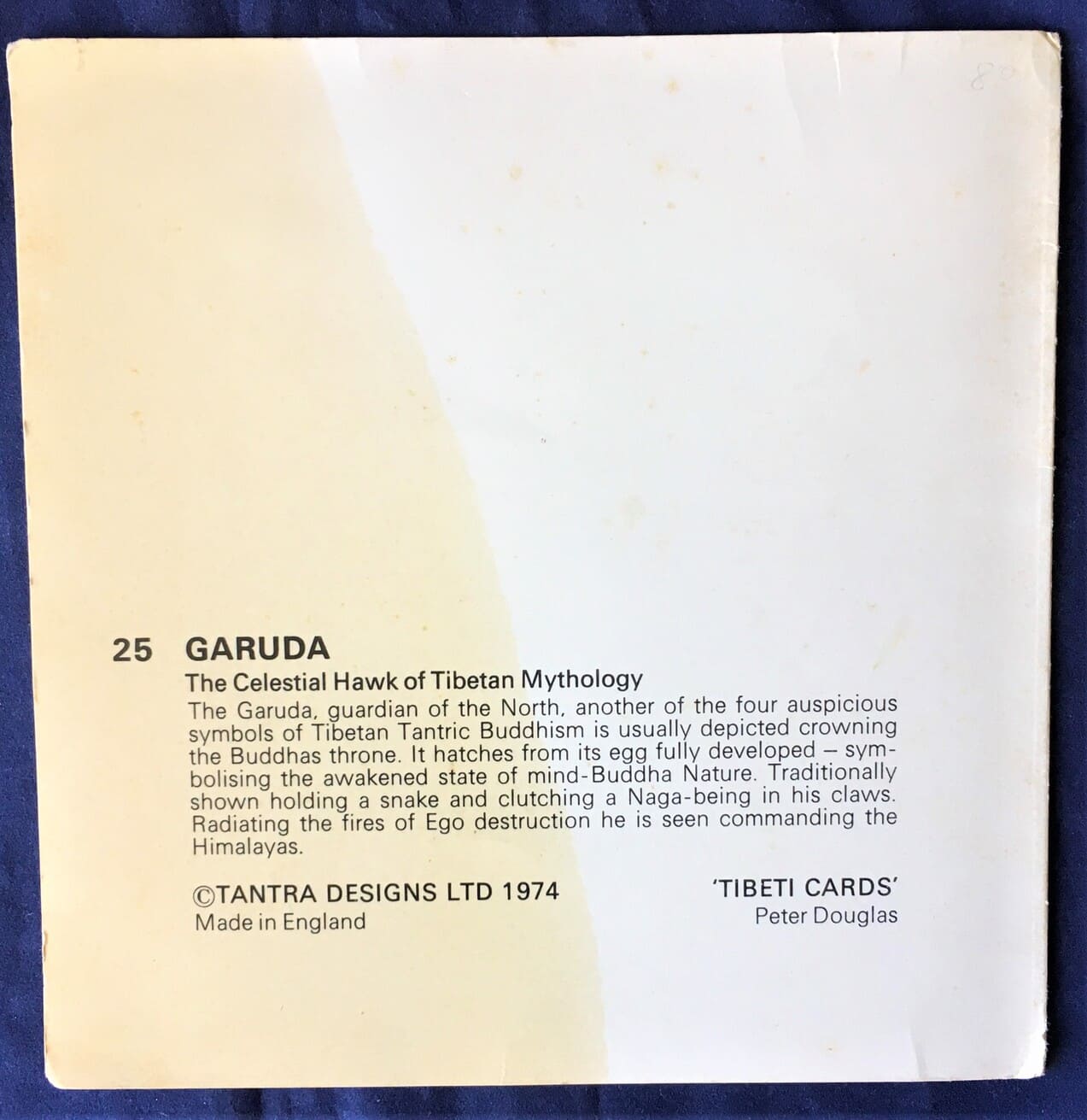 "Tibeti Cards" Notecard "Garuda" Peter Douglas 1974 (opens to blank) Retro Graphic - Image 3