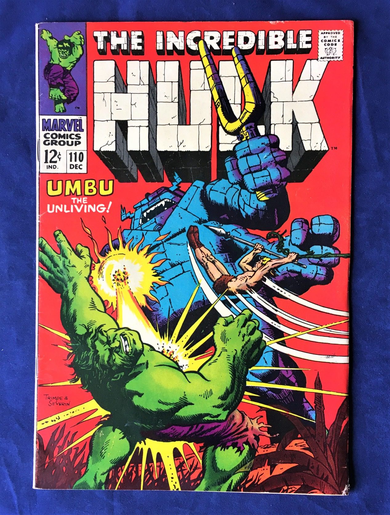 The Incredible Hulk #110 Marvel December 1968 12 cents - Umbu, the Unliving! Silver Age Marvel Comic