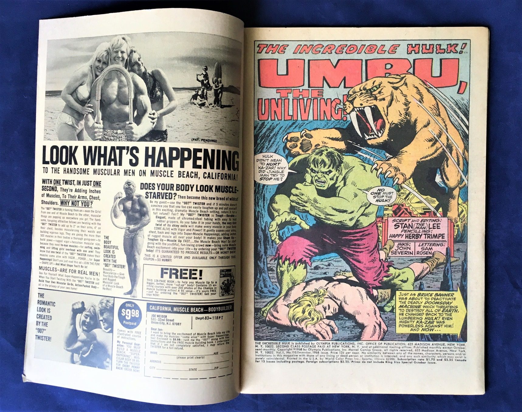 The Incredible Hulk #110 Marvel December 1968 12 cents - Umbu, the Unliving! Silver Age Marvel Comic - Image 3