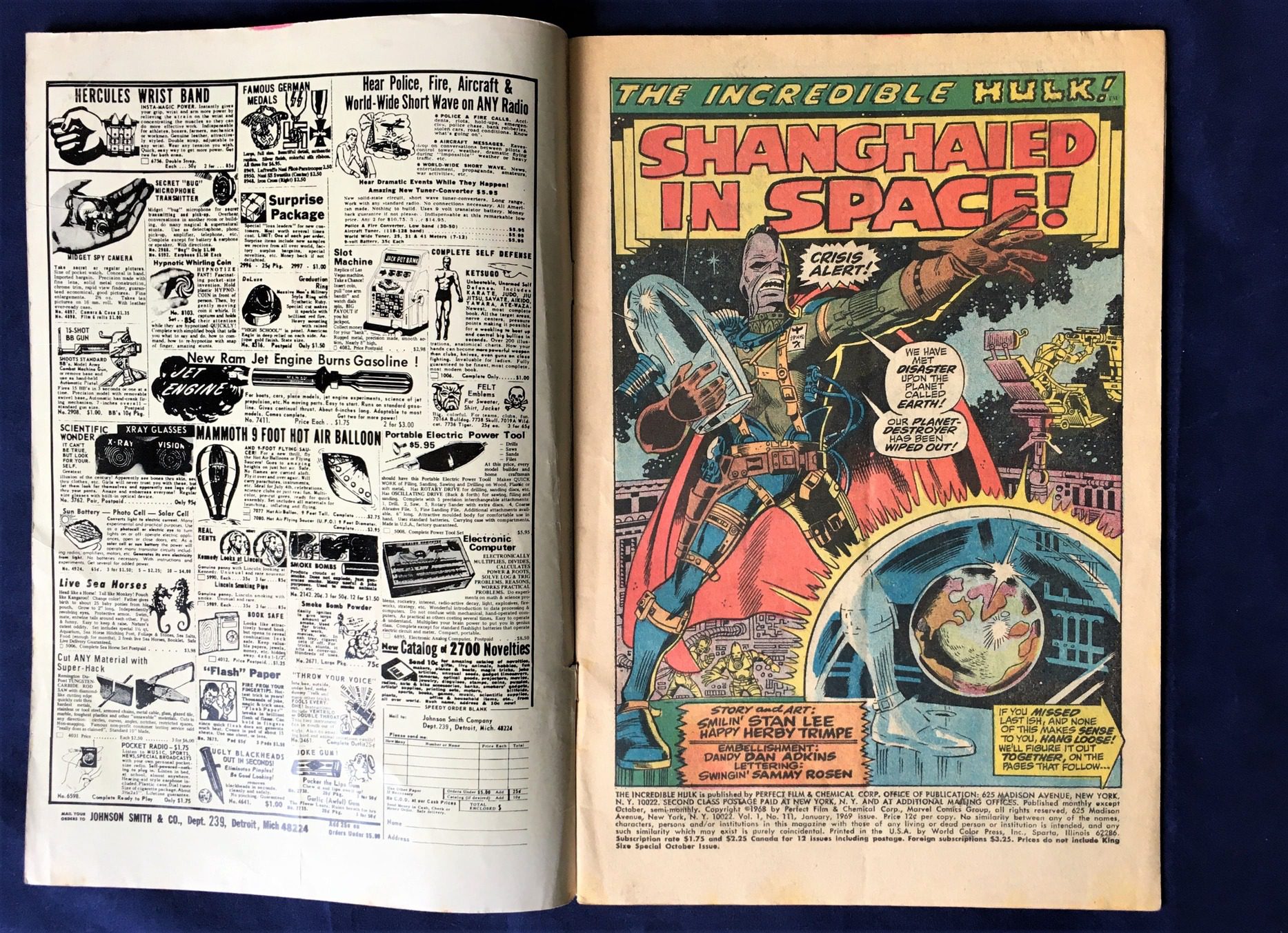 The Incredible Hulk #111 Marvel, January 1969, Silver Age Marvel Comic, 12 cents, Shanghaied in Space! Galaxy Master, Stan Lee, Herb Trimpe - Image 3