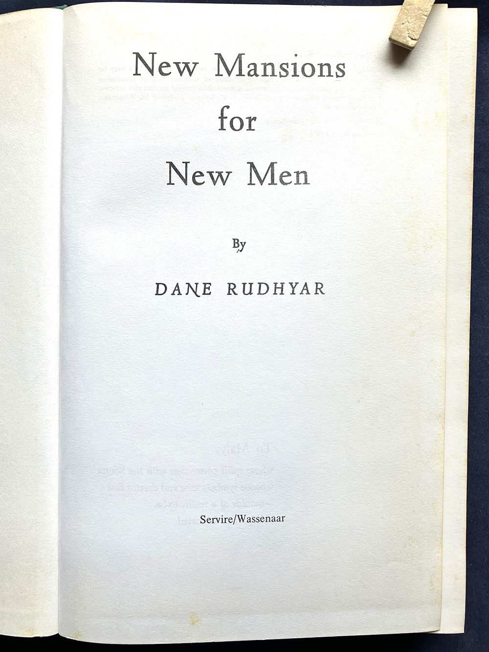 New Mansions for New Men, Dane Rudhyar, Hardcover, First Edition,1971 - Image 2